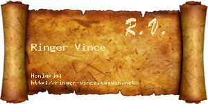 Ringer Vince névjegykártya